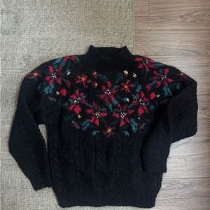 Vintage LL Bean Sweater Colorful Floral Design